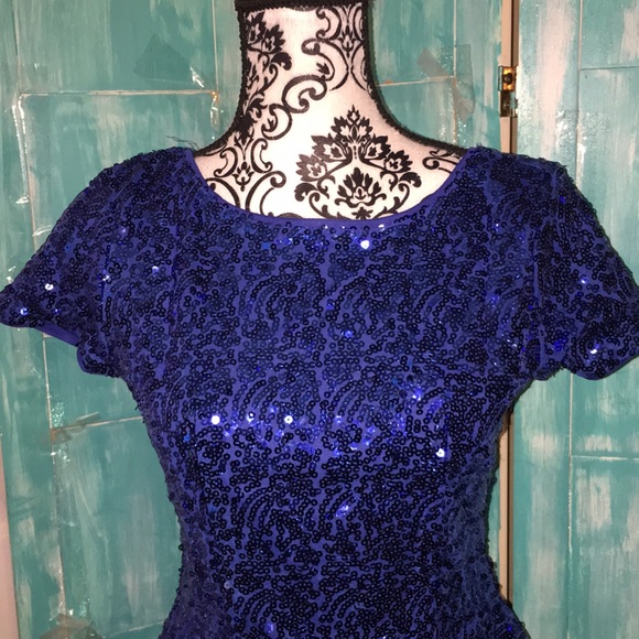 M. M. Couture | women's sequined peplum top - Picture 2 of 8